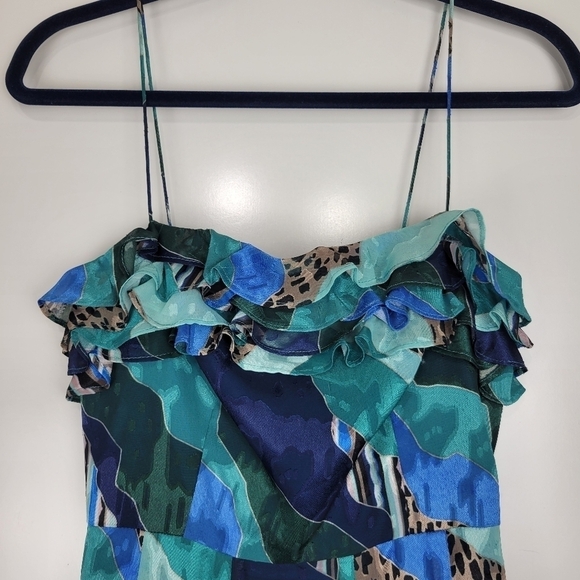 Hutch Anthropologie Ondine Multicolor Patchwork Leopard Ruffle Maxi Dress Size 0 - Picture 6 of 16